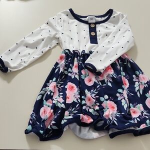 Floral Navy and White Kids Dress